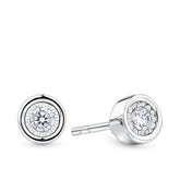 Round Illusion Stud Earrings in 9ct White Gold