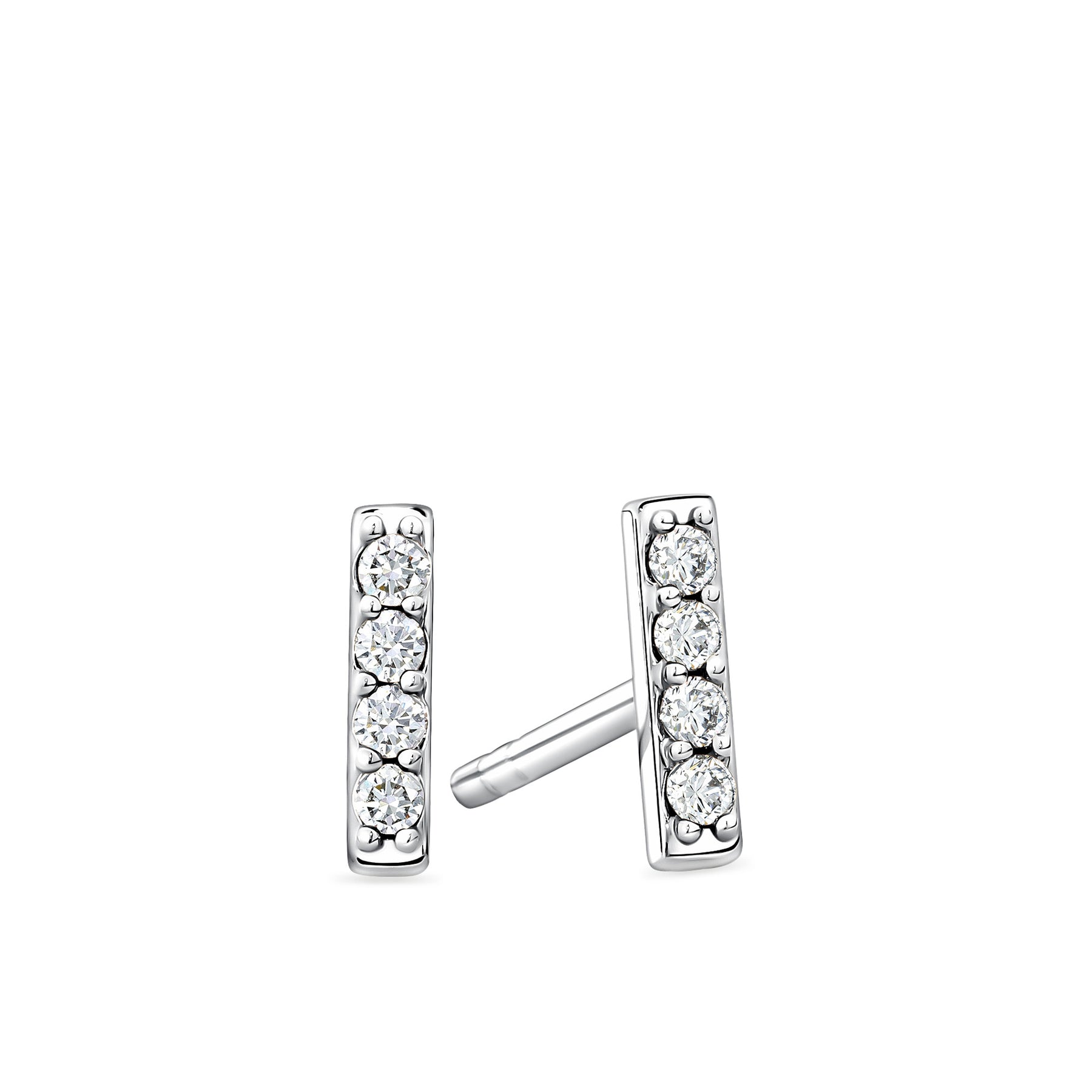 0.06ct TW Diamond Bar Earrings in 9ct White Gold