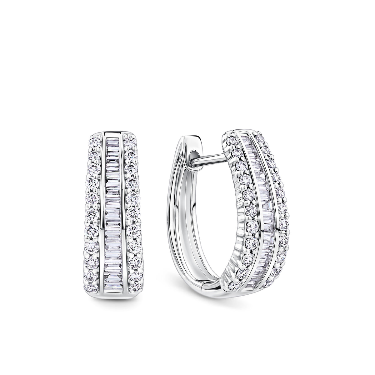 Diamond Channel Set Hoop Earrings in 9ct White Gold