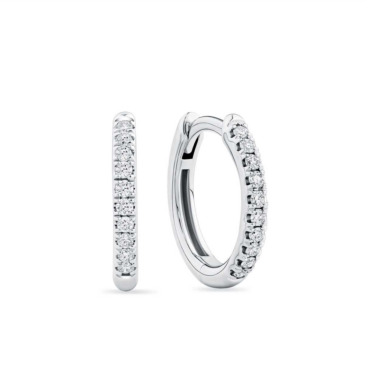 Petite Pave Huggie Earrings in 9ct White Gold