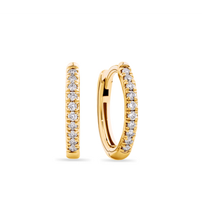 Petite Pave Huggie Earrings in 9ct Yellow Gold