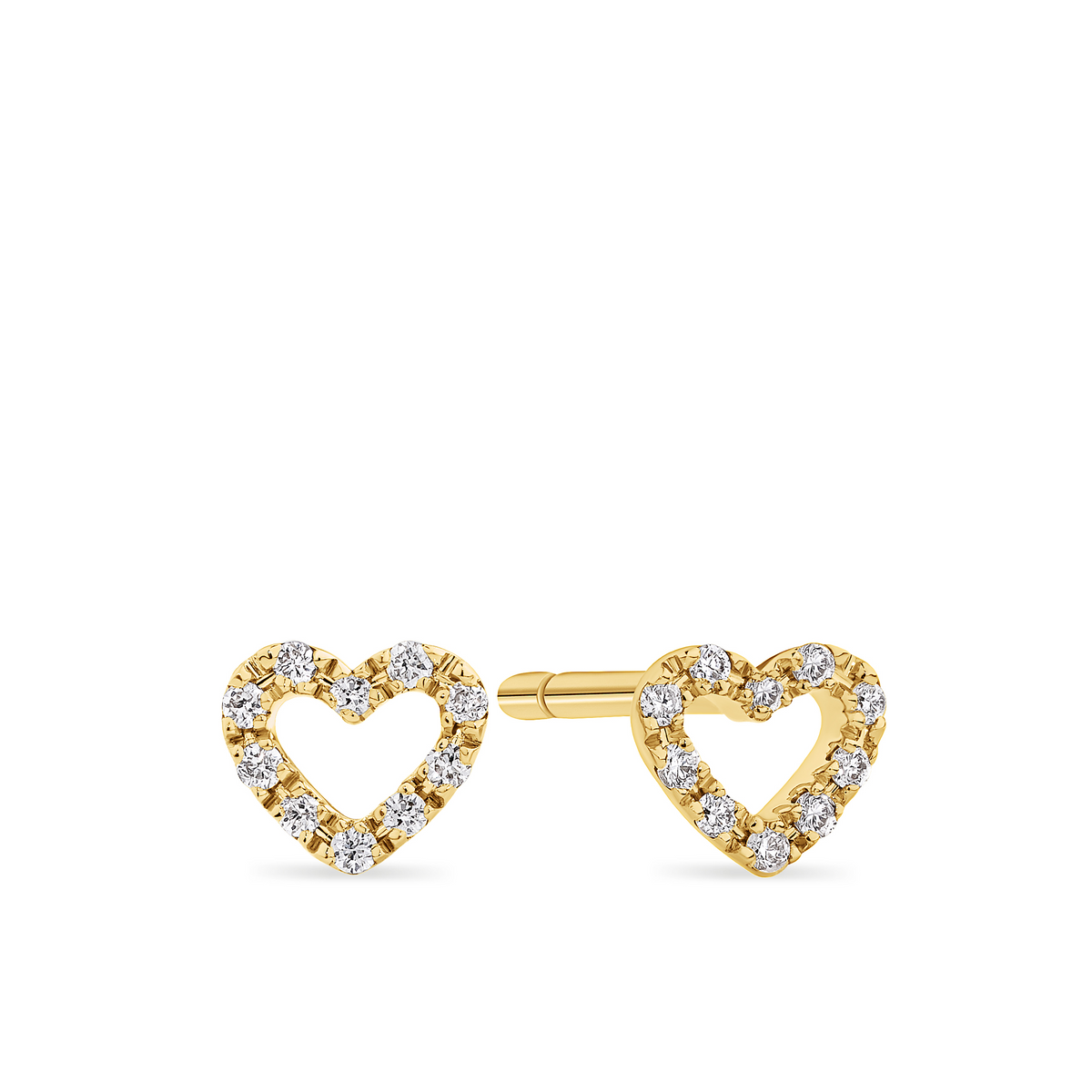 Diamond Heart Pave Set Earrings in 9ct Yellow Gold