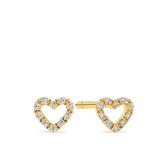 Diamond Heart Pave Set Earrings in 9ct Yellow Gold