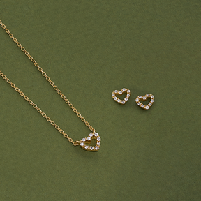 Diamond Heart Pave Set Earrings in 9ct Yellow Gold