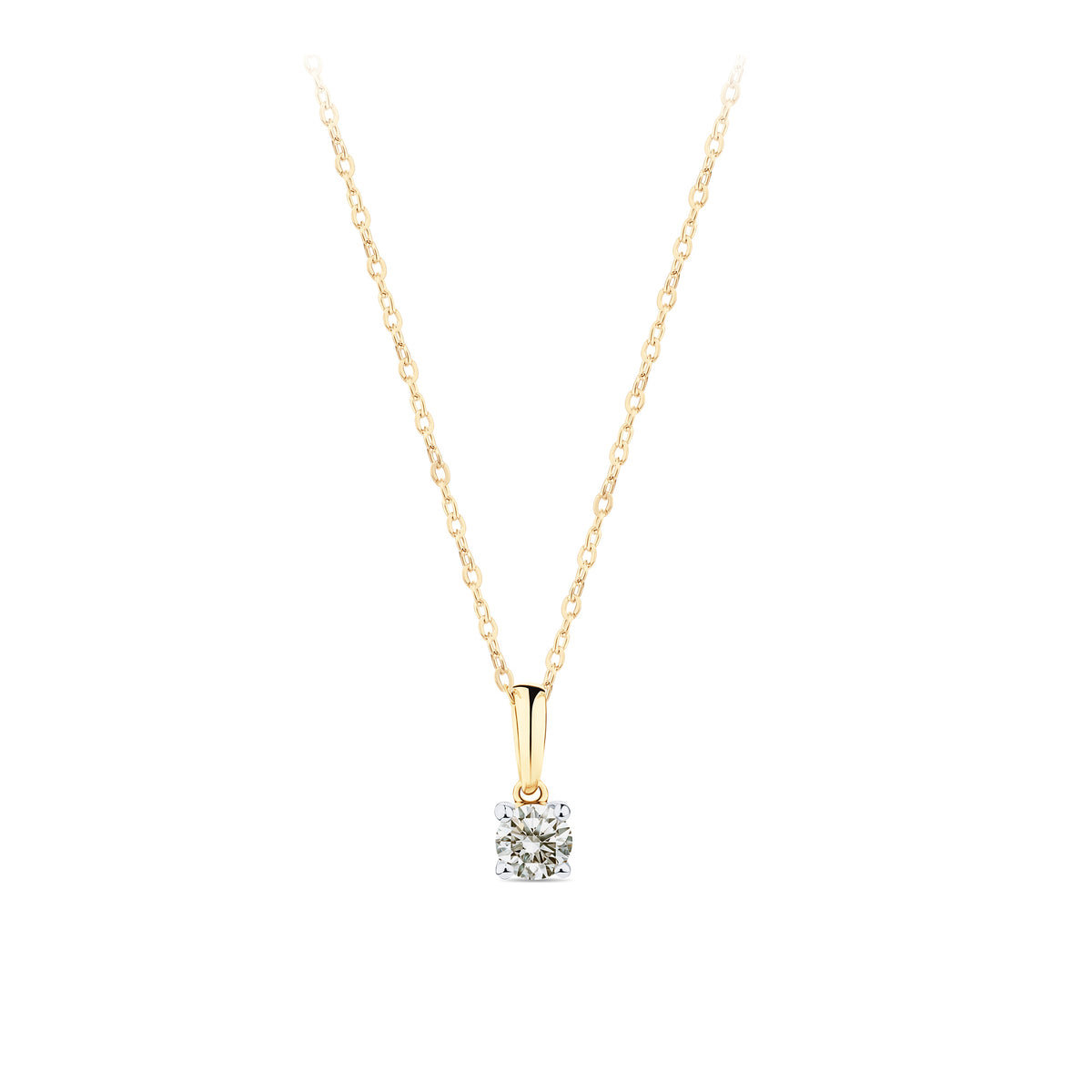 Rendition 0.30ct Diamond Solitaire Pendant in 9ct Yellow & White Gold