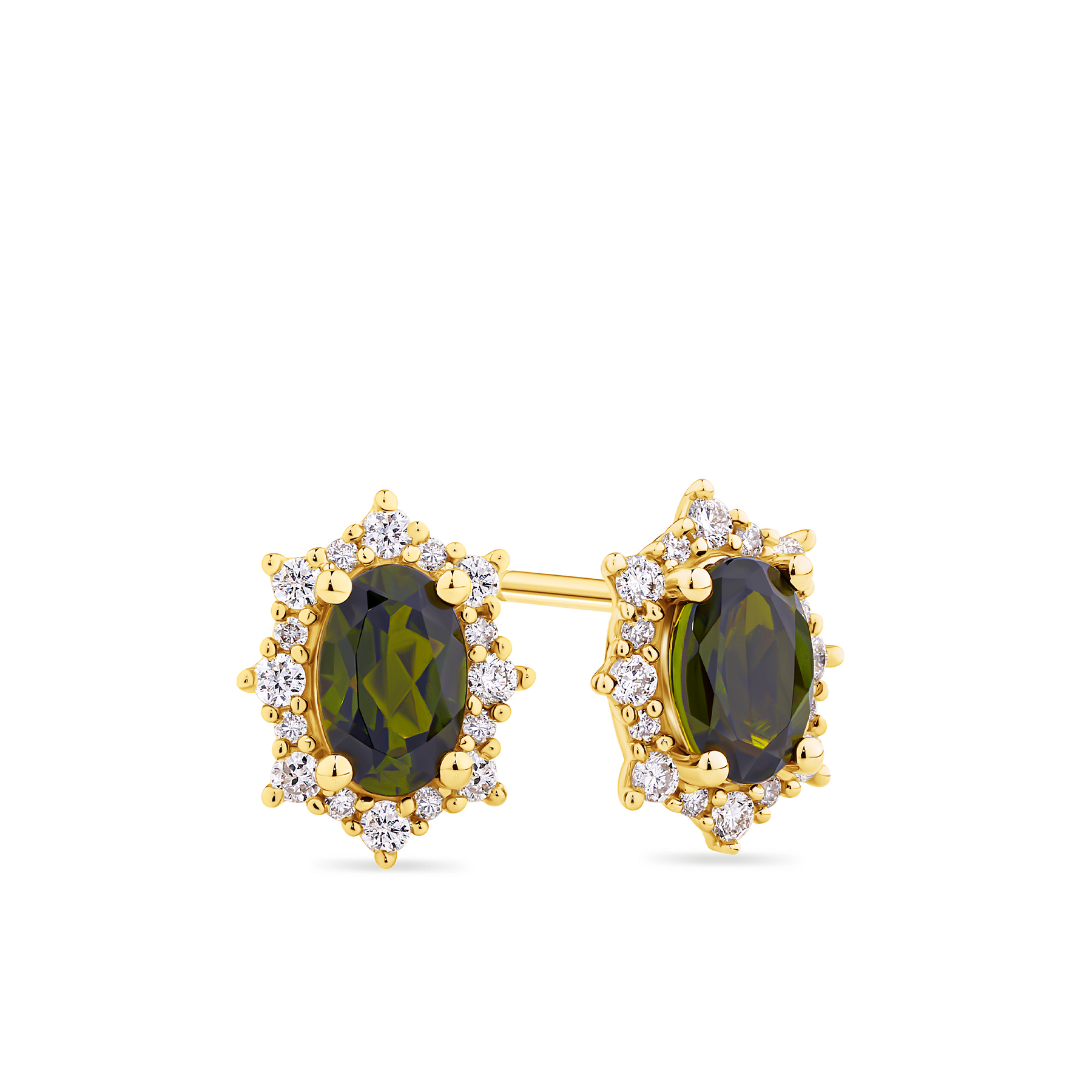 Bluebird of Happiness® Tourmaline & Diamond Earrings in 9ct Yellow Gold