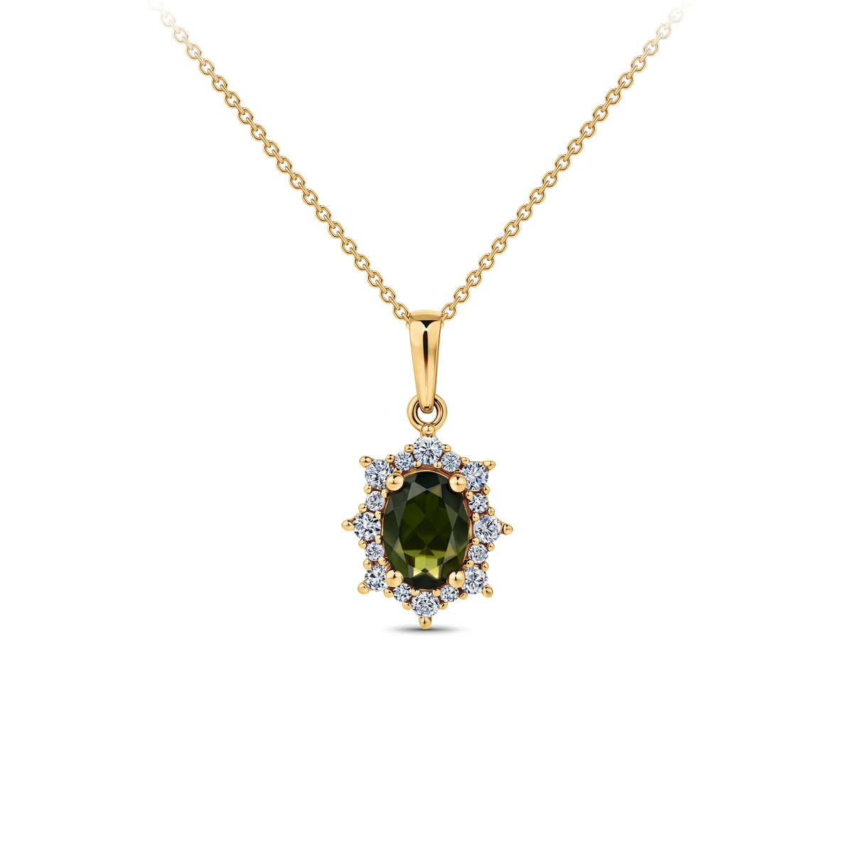 Bluebird of Happiness® Tourmaline & Diamond Pendant in 9ct Yellow Gold