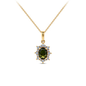 Bluebird of Happiness® Tourmaline & Diamond Pendant in 9ct Yellow Gold