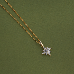 Diamond Star Pave Set Pendant in 9ct Yellow Gold