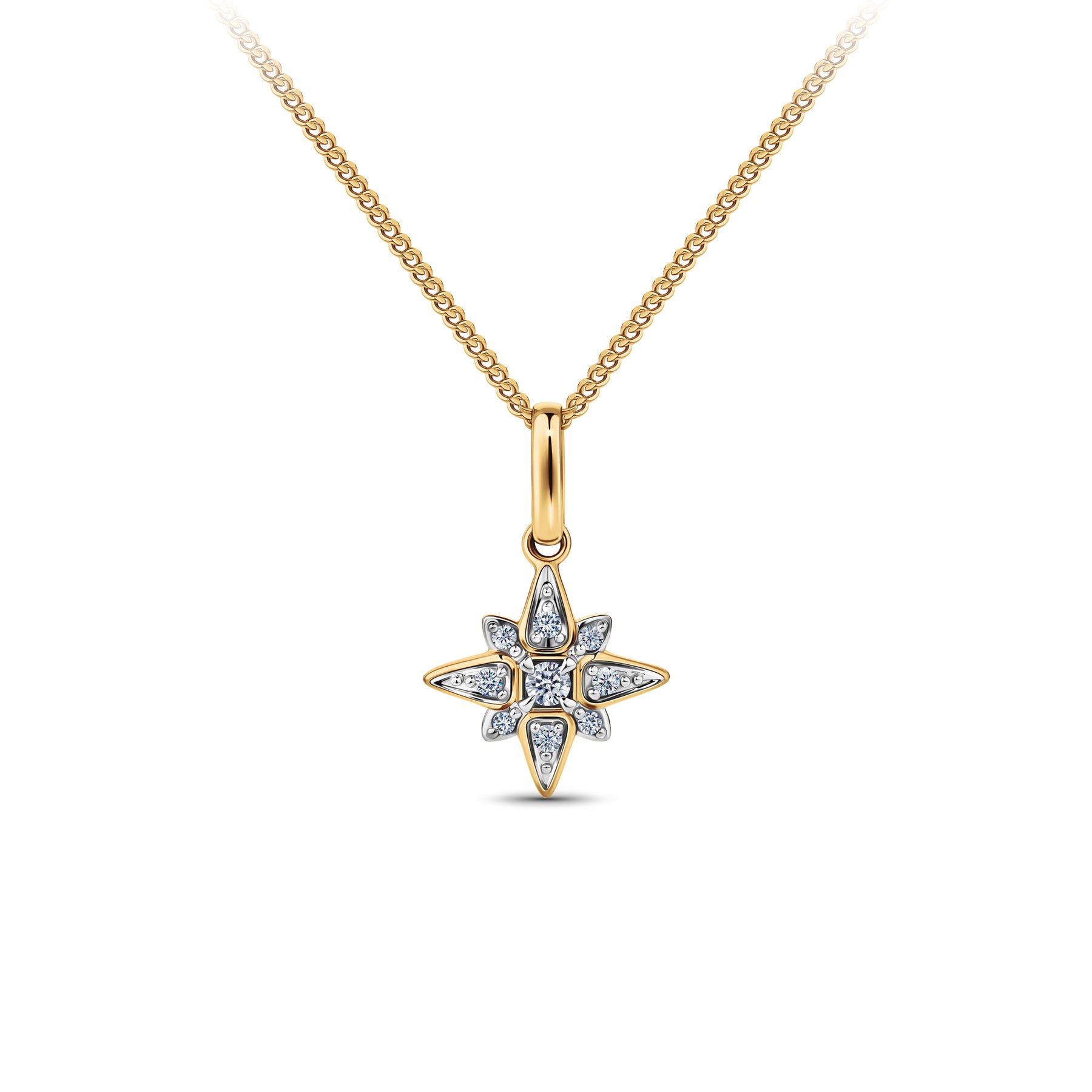 Diamond Star Pave Set Pendant in 9ct Yellow Gold