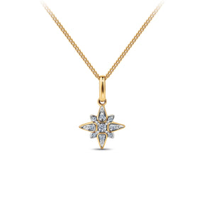 Diamond Star Pave Set Pendant in 9ct Yellow Gold