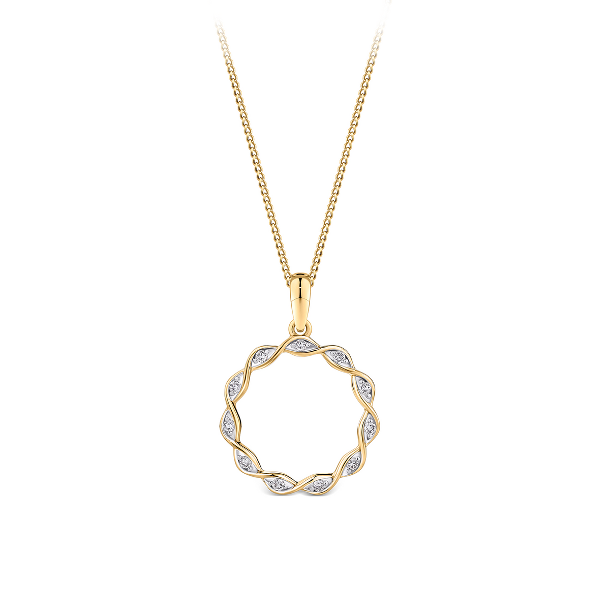 Circle Diamond Pendant in 9ct Yellow Gold