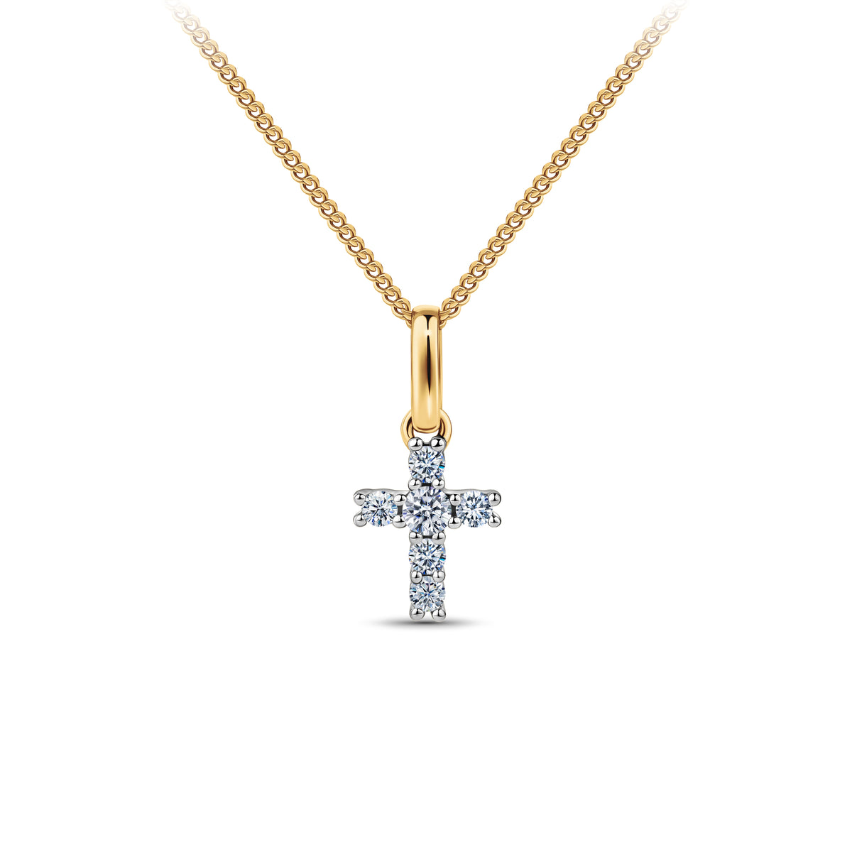 Diamond Cross Pendant in 9ct Yellow Gold