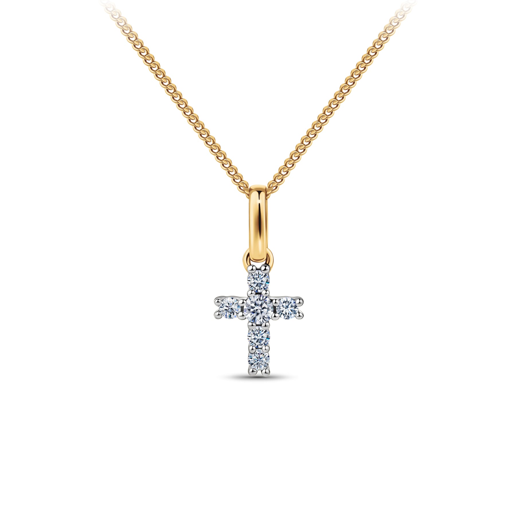 Diamond Cross Pendant in 9ct Yellow Gold