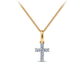 Diamond Cross Pendant in 9ct Yellow Gold