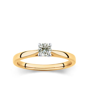 Rendition 0.30ct Diamond Solitaire Round Brilliant Cut Engagement Ring in 9ct Yellow Gold