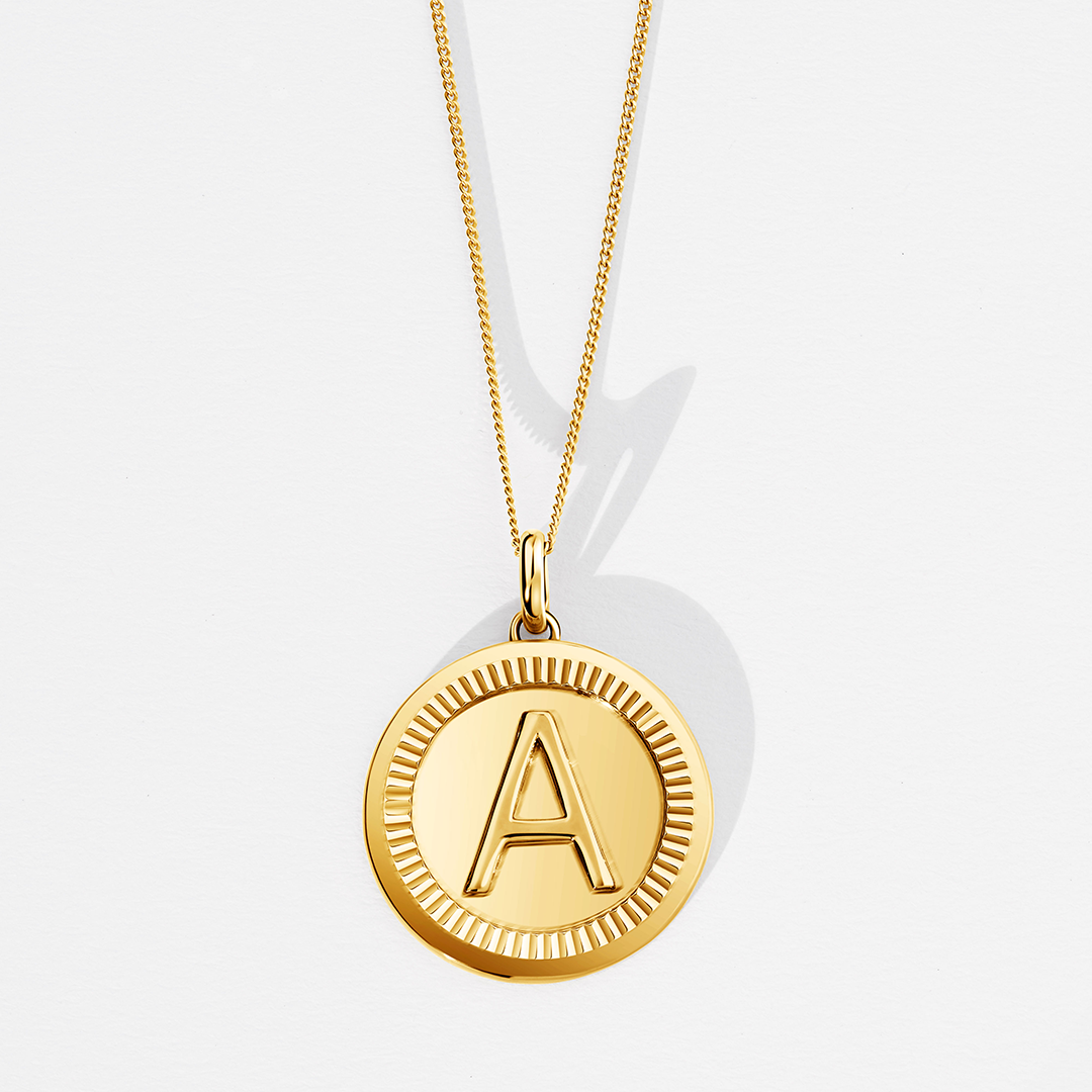 Initial Round Pendant in Solid 9ct Yellow Gold