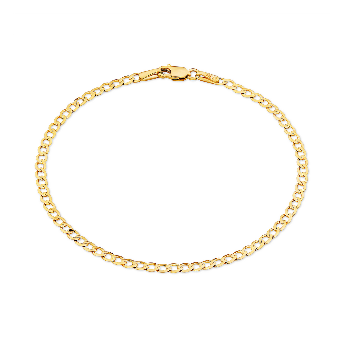 Flat Curb Link Bracelet in 18ct Yellow Gold