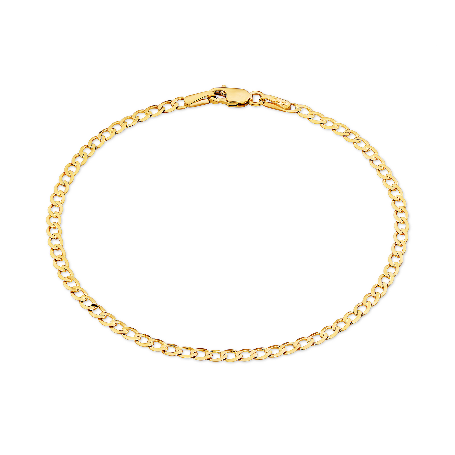 Flat Curb Link Bracelet in 18ct Yellow Gold