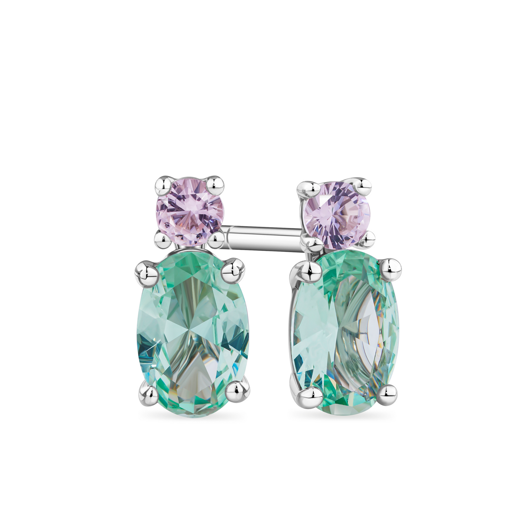 Cubic Zirconia Earrings in Sterling Silver Rhodium Plate