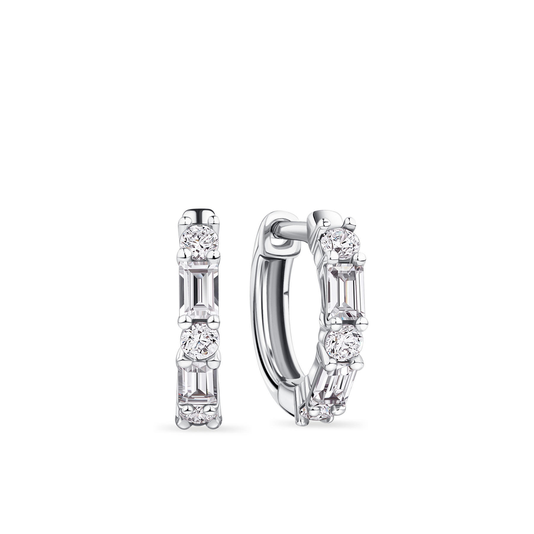 Cubic Zirconia Huggie Earrings in Sterling Silver