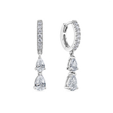 Cubic Zirconia Drop Huggies in Sterling Silver