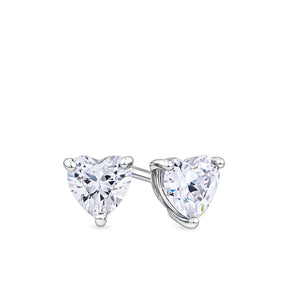 Heart Cubic Zirconia Stud Earrings in Sterling Silver