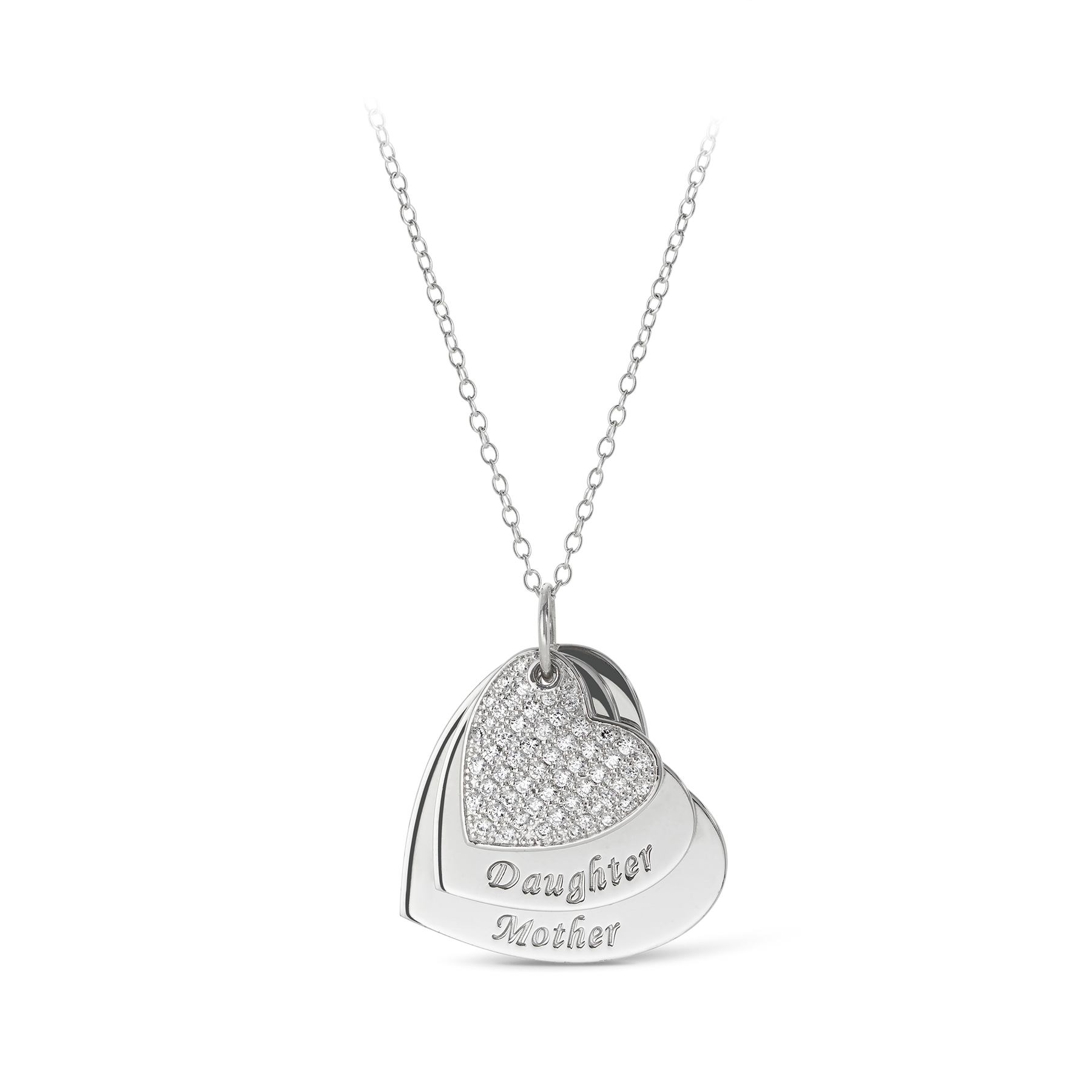 Cubic Zirconia Heart Necklace in Sterling Silver