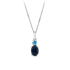 Blue Cubic Zirconia Pendant in Sterling Silver