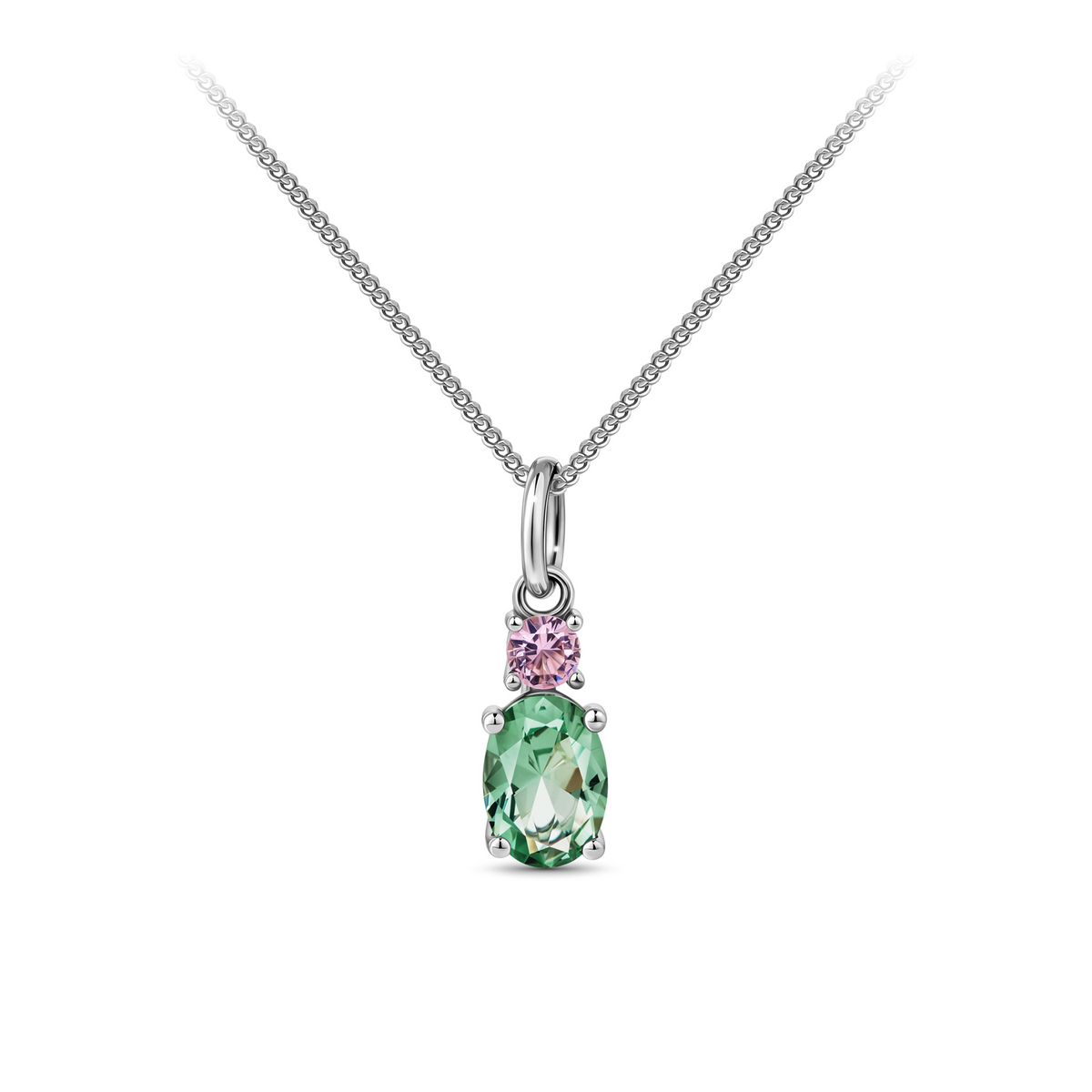 Cubic Zirconia Pendant in Sterling Silver Rhodium Plate