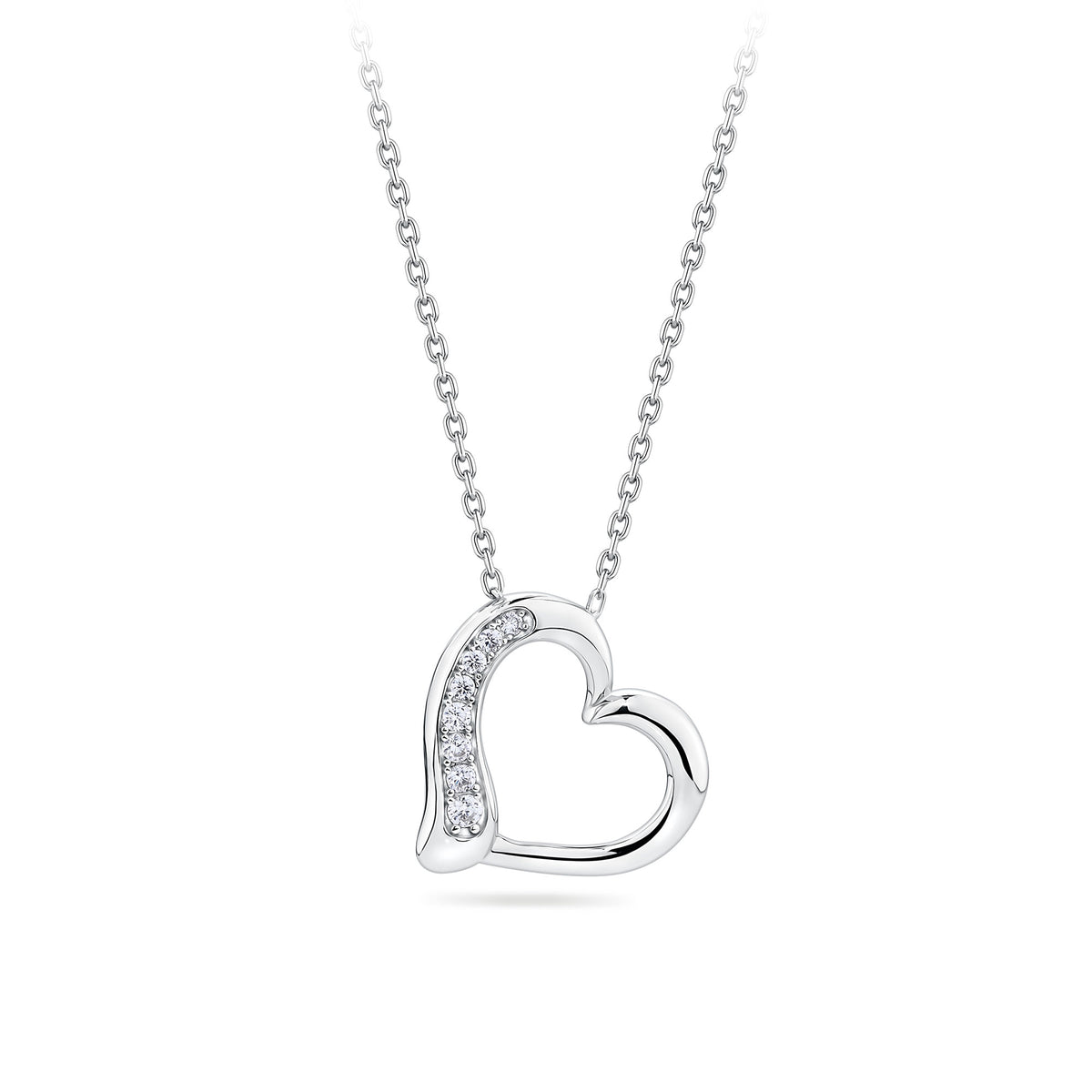 Cubic Zirconia Heart Pendant in Sterling Silver