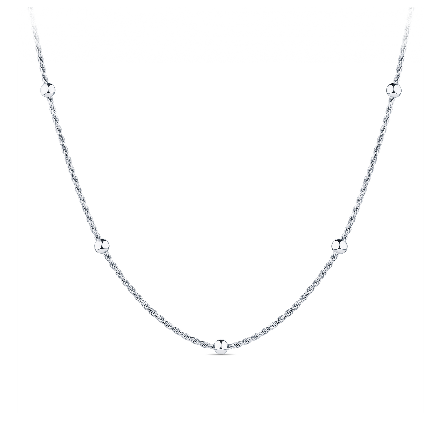 50cm Ball Station Chain Sterling Silver