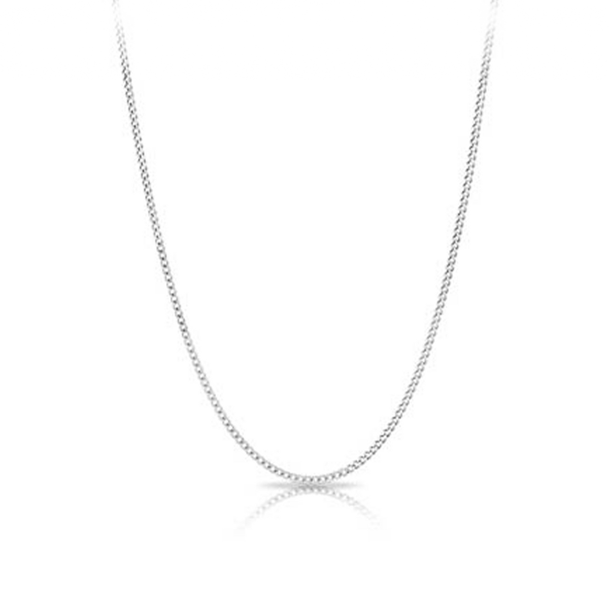 45cm Curb Link Chain in Sterling Silver Rhodium Plate