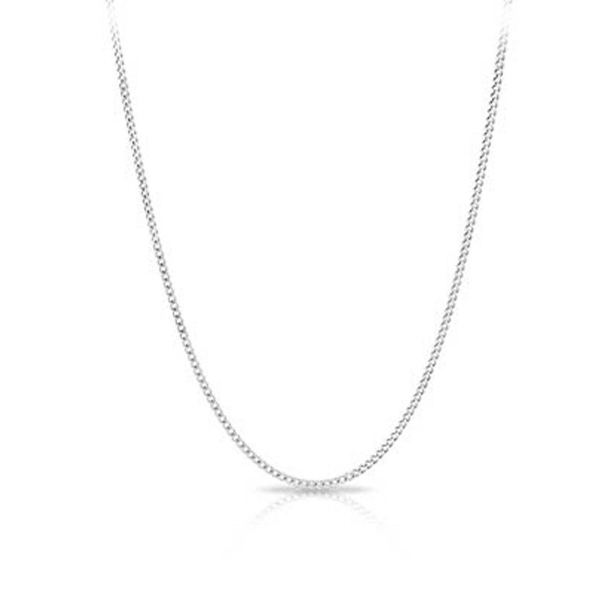 50cm Curb Link Chain in Sterling Silver Rhodium Plate