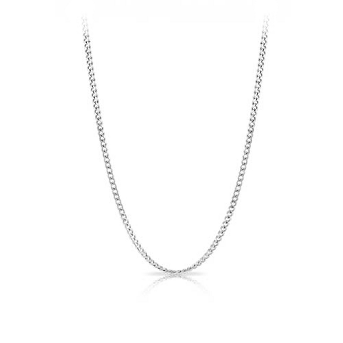 Diamond Cut Curb Link Chain in Sterling Silver Rhodium Plate