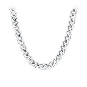 Solid Curb Link Chain in Sterling Silver Rhodium Plate