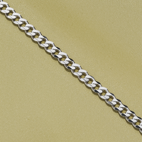 Solid Curb Link Chain in Sterling Silver Rhodium Plate