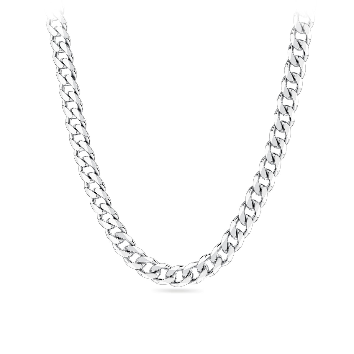 Solid Bevelled Curb Link Chain in Sterling Silver