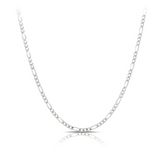 Solid Figaro Chain in Sterling Silver Rhodium Plate