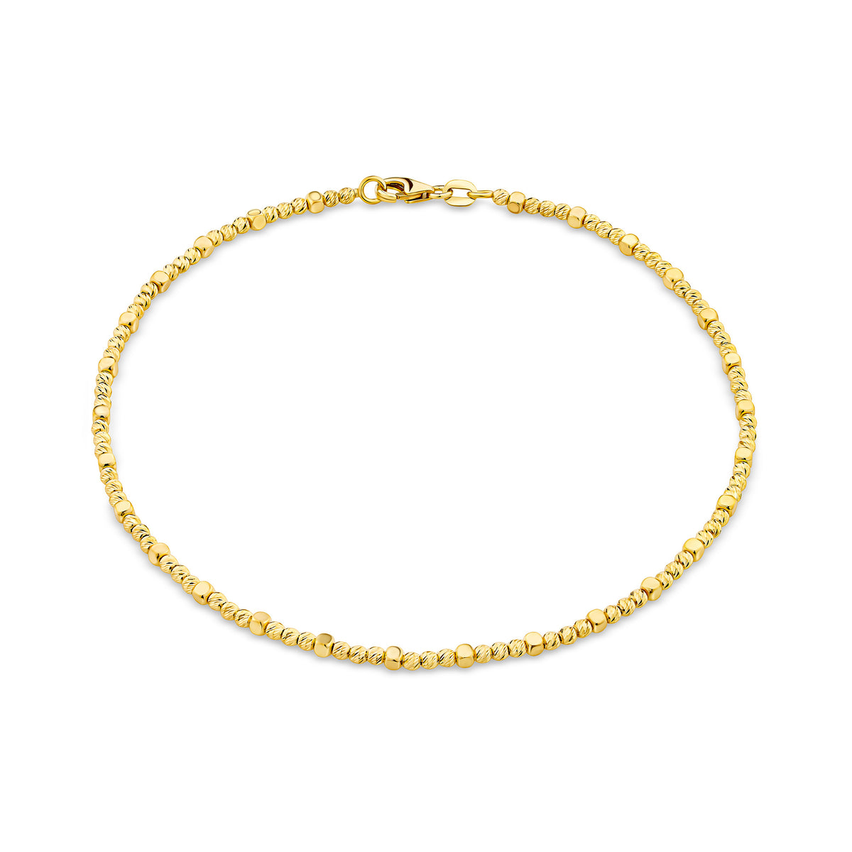 Fancy Diamond Cut Anklet in 9ct Yellow Gold