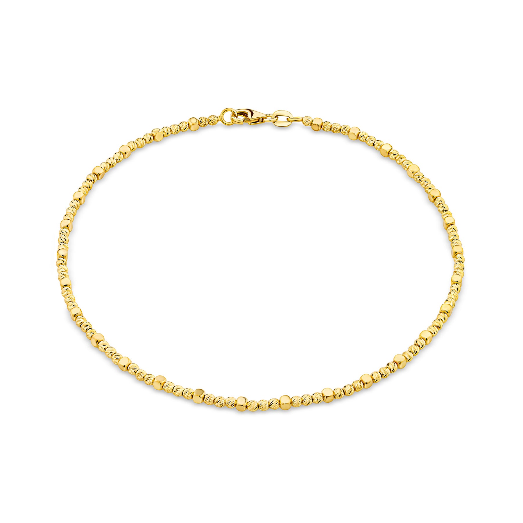 Fancy Diamond Cut Anklet in 9ct Yellow Gold