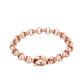 Embossed Round Solid Link Bracelet in 9ct Rose Gold