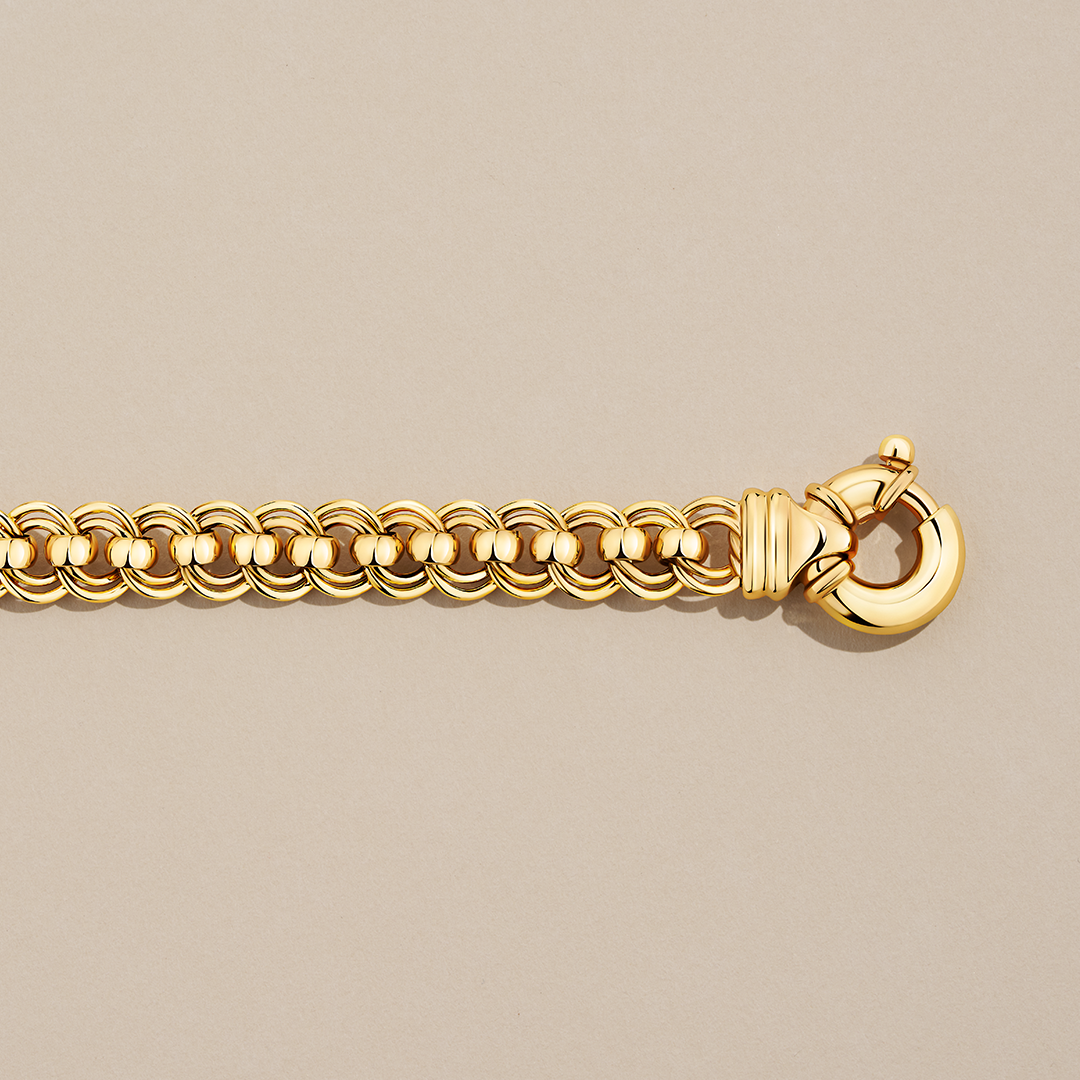 Double Roller Bracelet in 9ct Yellow Gold