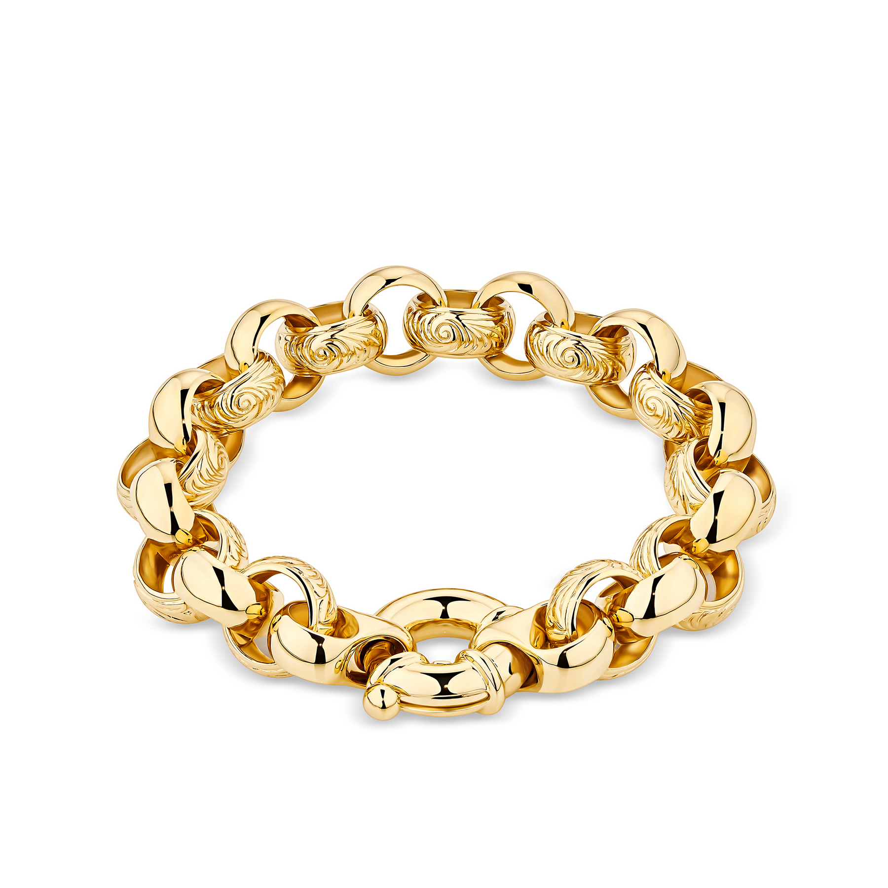 Embossed Solid Belcher Bracelet in 9ct Yellow Gold