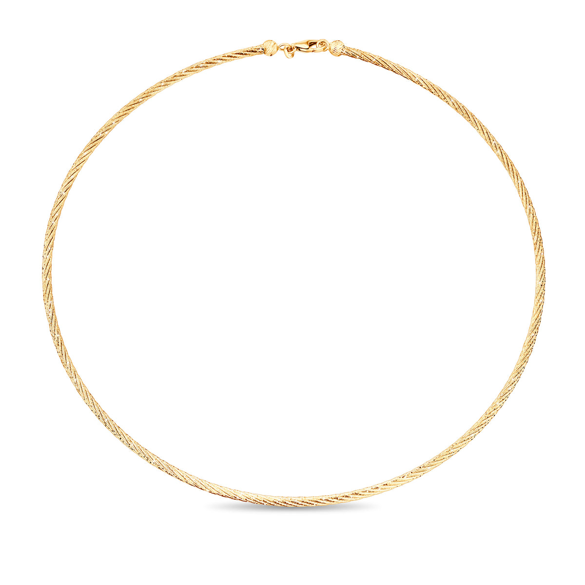 9ct Polished Yellow Gold Omega Memory Shape Chain Necklace