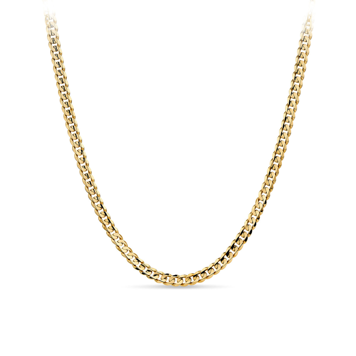 Concave Finish Curb Link Chain in 9ct Yellow Gold