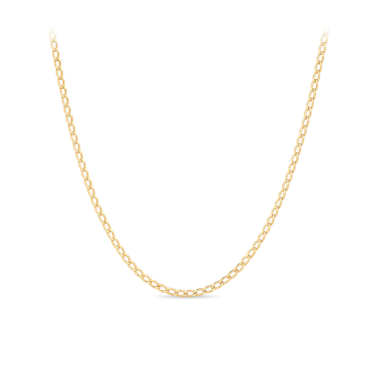 50cm Long Curb Link Chain in 9ct Yellow Gold