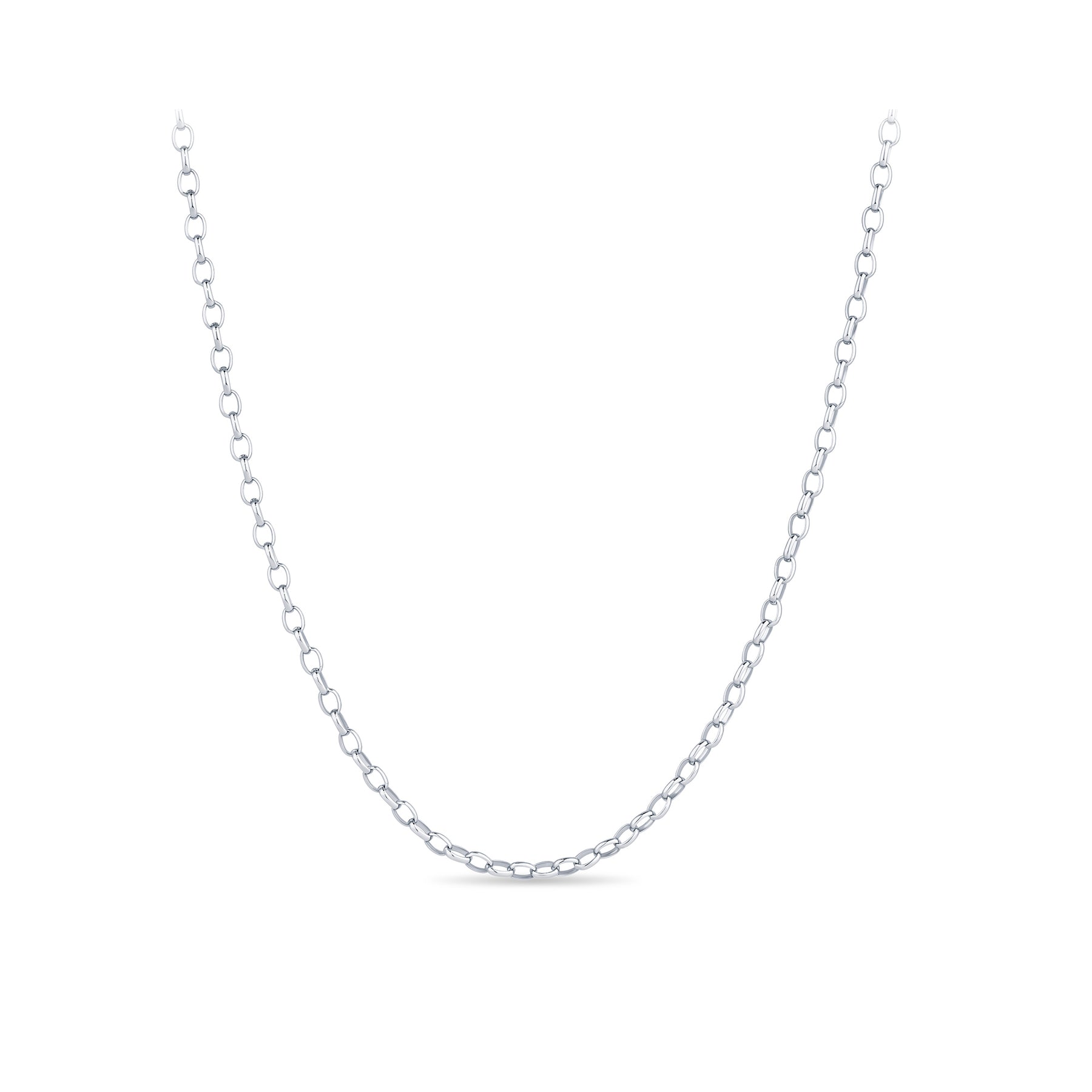 60cm Oval Belcher Link Chain in 9ct White Gold