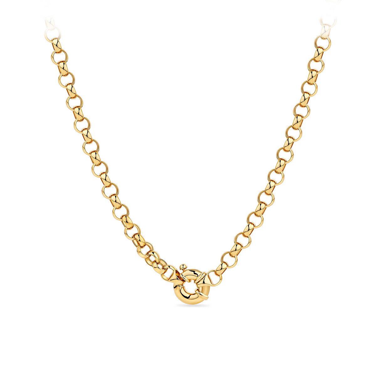 Solid Round Link Necklace in 9ct Yellow Gold