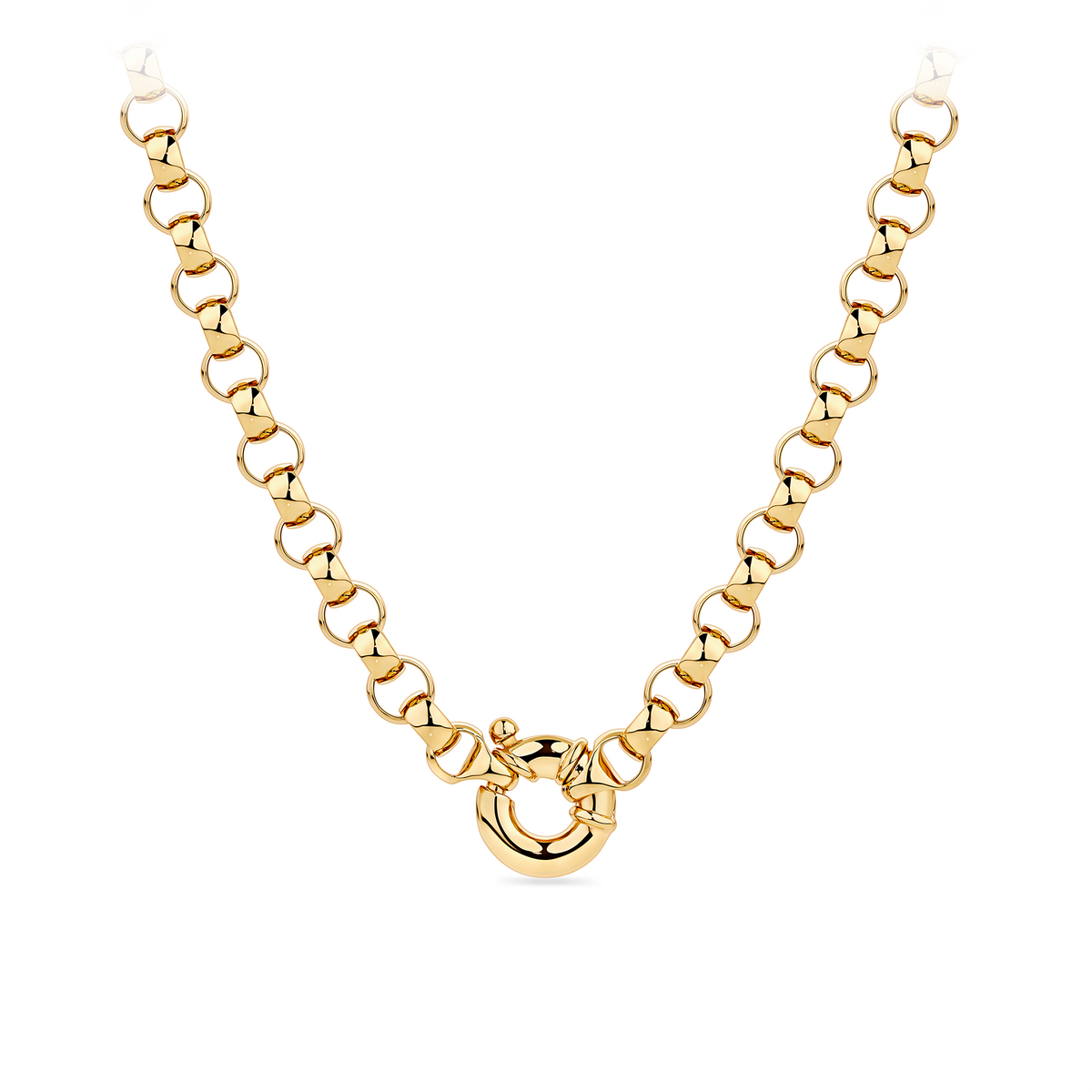 Solid Belcher Link Necklace in 9ct Yellow Gold